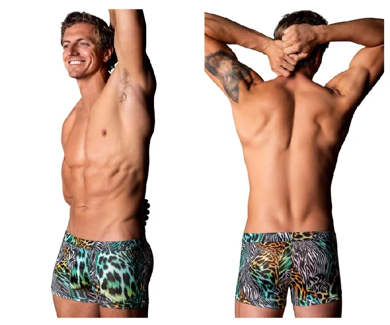 men's performance trunks-Male Power 143-295 Go Wild Uplift Mini Short Color Multi Animal