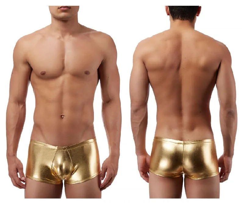 men's anti-odor trunks-Male Power 153070 Heavy Metal Mini Short Boxer Briefs Color Gold