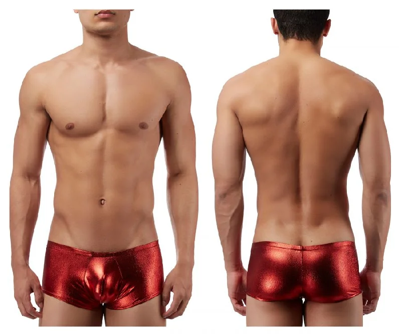 men's patterned trunks-Male Power 153070 Heavy Metal Mini Short Boxer Briefs Color Red