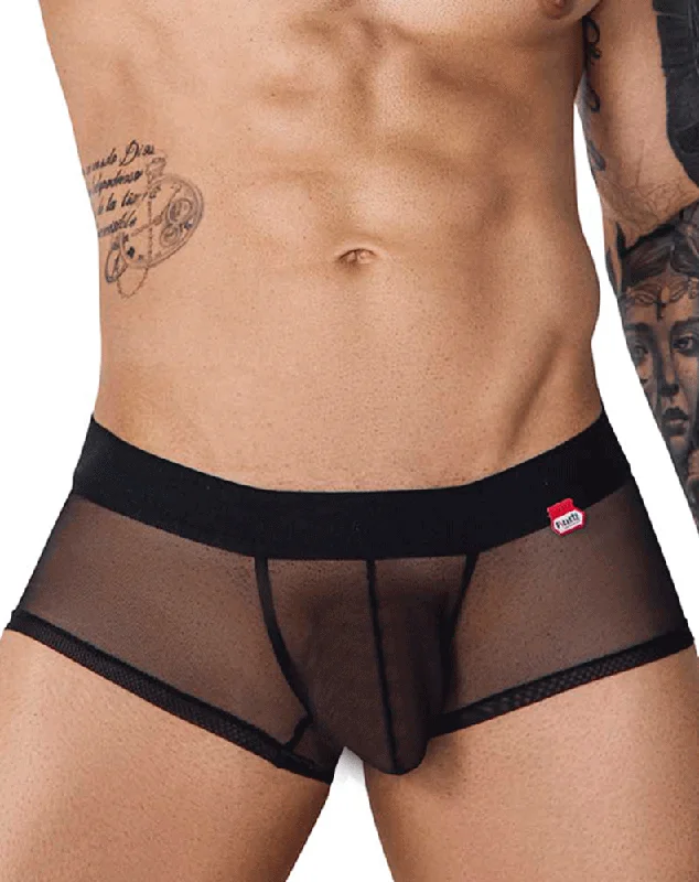 men's high-waisted boxer briefs pack-Pikante 1090 Burly Mesh Trunks Black