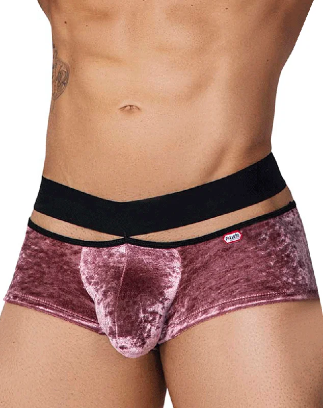 men's hypoallergenic briefs pack-Pikante 1096 Clandestine Velvet Trunks Pink