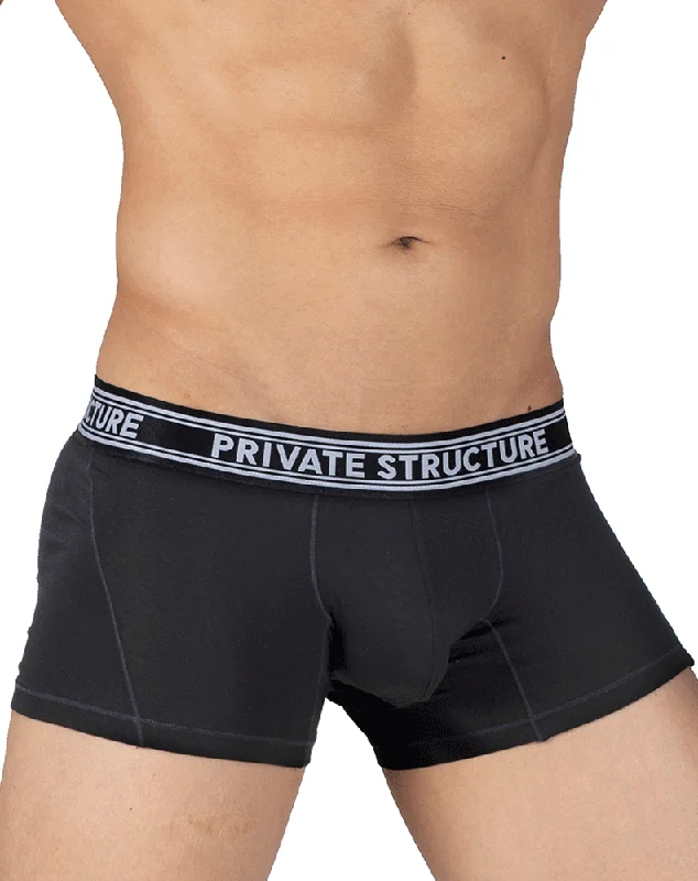 men's plain trunks pack-Private Structure Pbut4379 Bamboo Mid Waist Trunks