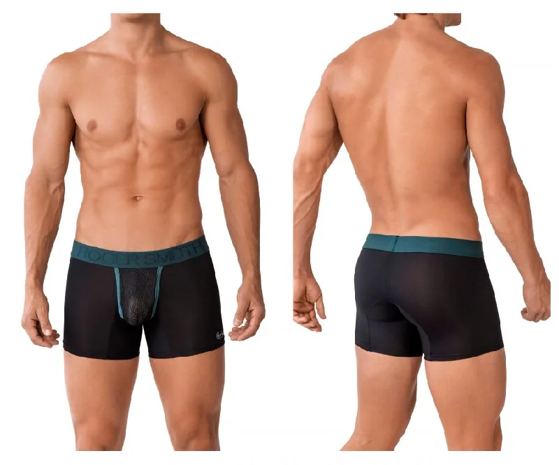 men's fitted trunks-Roger Smuth RS019 Boxer Briefs Color Black