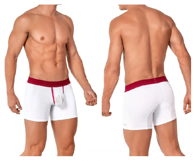 men's long-leg trunks-Roger Smuth RS019 Boxer Briefs Color White