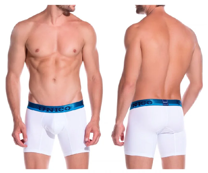 men's microfiber briefs for smooth feel-Unico 1905010021300 Boxer Briefs Matrix Color White