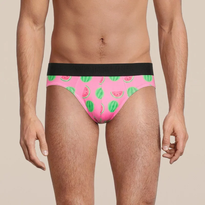 men's long-leg boxer shorts for coverage-Men's Watermelon Brief Underwear