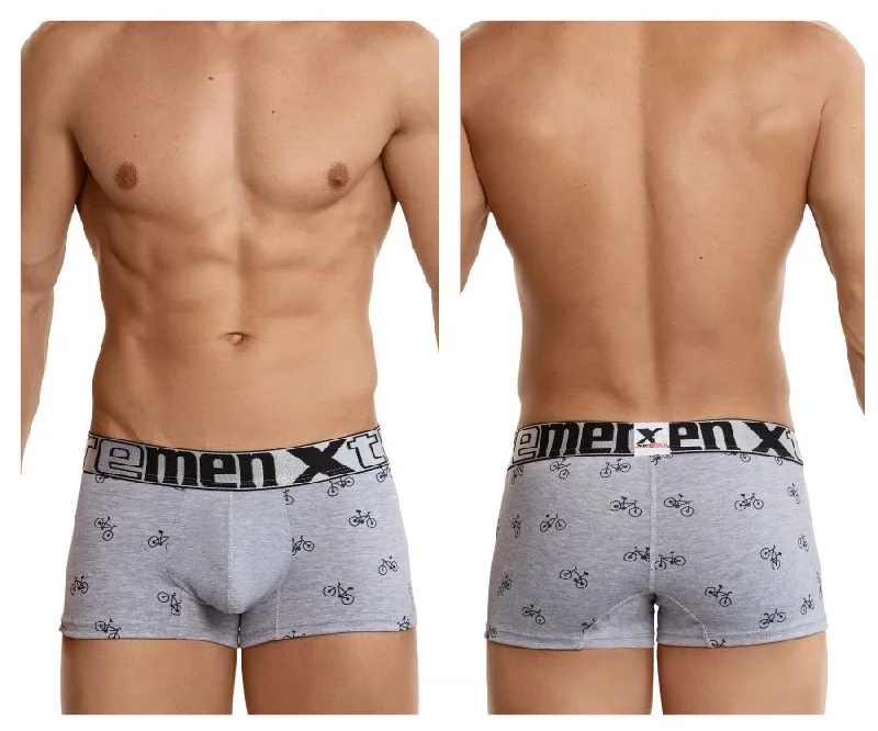 men's patterned boxer shorts pack-Xtremen 51437C Cycling Print Boxer Briefs Color Light Gray