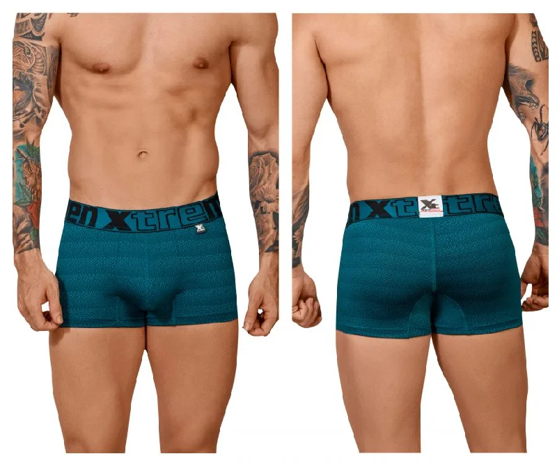 men's breathable trunks for air flow-Xtremen 51449C Geometric Jacquard Trunk Color Petrol