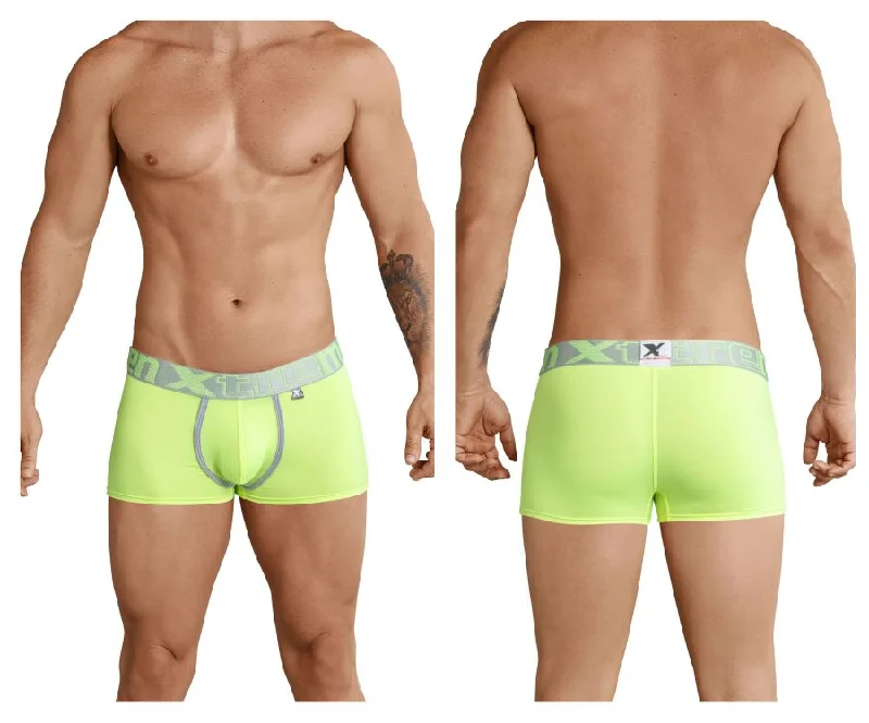 men's seamless boxer shorts for no lines-Xtremen 91028 Piping Boxer Briefs Color Green