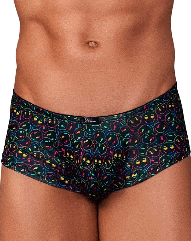 men's breathable underwear for winter-Xtremen 91147 Printed Microfiber Trunks Smiley Face