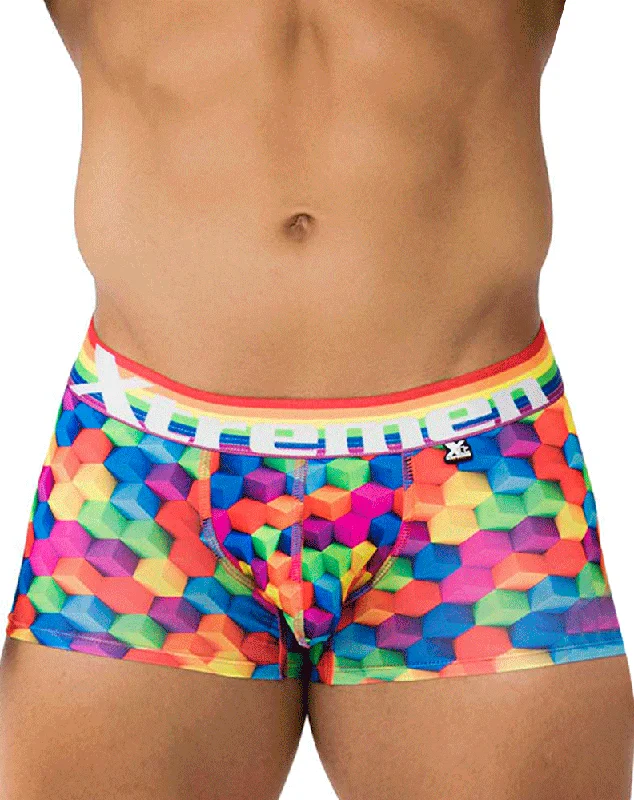 men's loose-fit trunks pack-Xtremen 91173 Printed Trunks Cubes