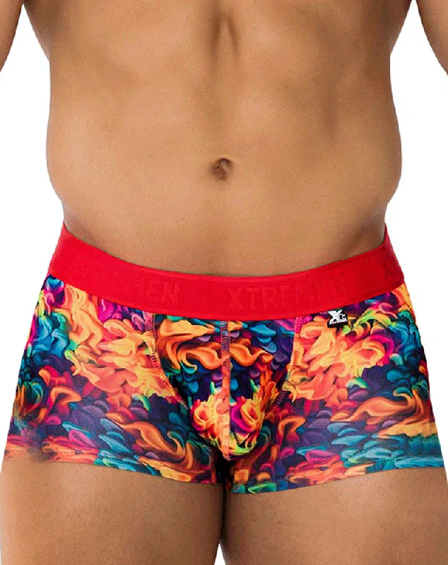 men's casual underwear for lounging-Xtremen 91173 Printed Trunks Fire