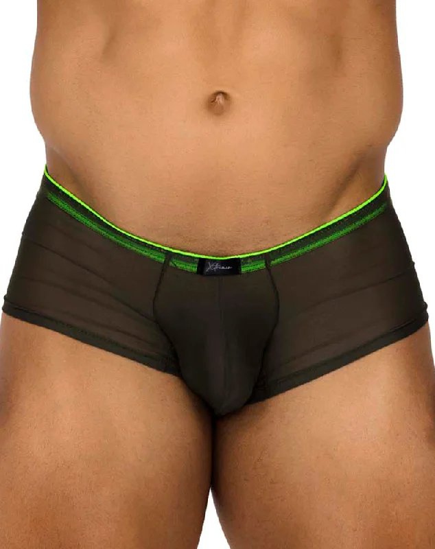 men's stretch underwear for flexibility-Xtremen 91188 Tulle Mesh Trunks Green