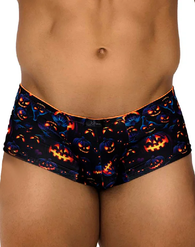 men's silk trunks-Xtremen 91193 Printed Trunks Pumpkins