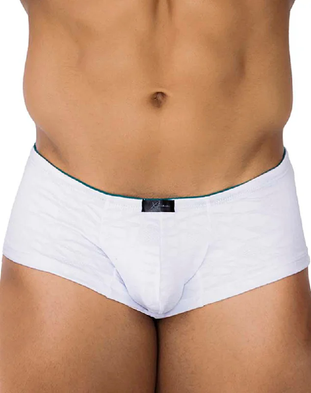 men's organic trunks-Xtremen 91199 Jacquard Trunks White